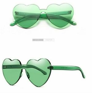 Green Heart Shaped Rimless Sunglasses